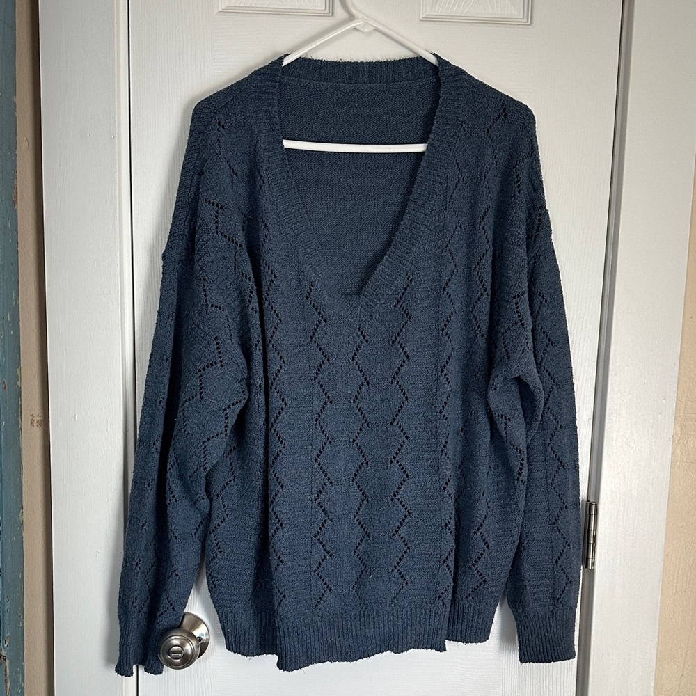 SHEIN Curvy Blue Knit Sweater 3XL